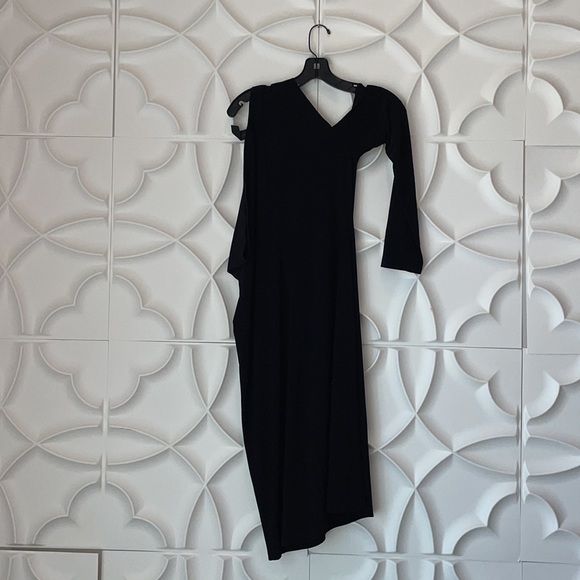 NEW Norma Kamali One Shoulder One Sleeve Dress BLACK XL.    Bbb - Picture 2 of 4